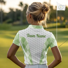 Load image into Gallery viewer, Womens Golf Polo Shirt Argyle Pattern Golf Shirts For Womens Green Argyle And White Golf Ball Gifts NYN2906