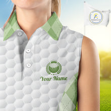 Load image into Gallery viewer, Womens Sleeveless Golf Polo Shirt Argyle Pattern Golf Shirts For Womens Green Argyle And White Golf Ball Gifts NYN2906