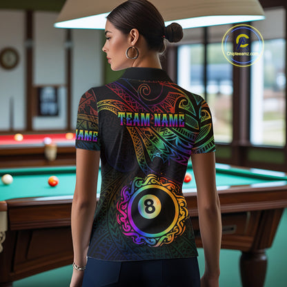 Colorful Rainbow Tribal Billiard Jersey For Women 8 Ball Billiard Uniform Billiard Team Shirts NYN2922