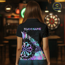 Load image into Gallery viewer, Purple Holographic Dartboard Grunge Dart Polo Shirts For Women Custom Name For Darters NYN2282