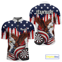 Load image into Gallery viewer, US Flag Eagle 3D Dartboard Men Darts Team Shirt Personalized Patriotic Dart Quarter-Zip Jerseys NYN2571