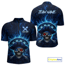 Load image into Gallery viewer, Blue Dartboard &amp; Arrow Fire Flame Pirate Dart Quarter-Zip Shirts For Men Custom Dart Team Jerseys NYN2726