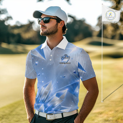 Mens Golf Polo Shirt Custom Blue-Diamond Crystal Golf Ball Custom Name Golf Shirts For Team NYN3156