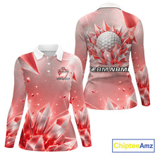 Load image into Gallery viewer, Women Golf Polo Shirt Custom Red-Diamond Crystal Golf Ball Custom Name Golf Shirts For Team NYN3157