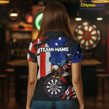 Load image into Gallery viewer, Red, Black And Blue American Flag Eagle Darts Shirts For Women Custom Patriotic Darts Team Jersey NYN3351