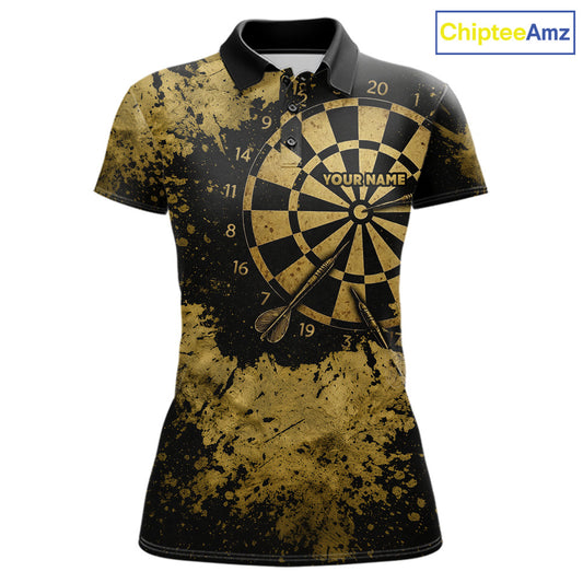 Personalized Grunge Gold Dartboard Women Dart Shirt Custom Name Dart Team Jersey For Darters NYN2968