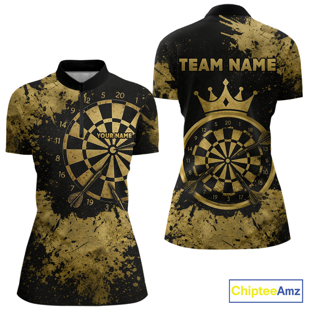 Personalized Grunge Gold Dartboard Women Dart Shirt Custom Name Dart Team Jersey For Darters NYN2968