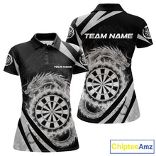 Load image into Gallery viewer, Silver Flames Dragon Dartboard Women Darts Polo Shirt Custom Dragon Team Dart League Shirt NYN2069