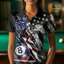 Load image into Gallery viewer, Personalized Smoke US Flag Billiard 8 Ball Pool Shirt For Women Custom Patriotic Billiard Team Appeal NYN2768