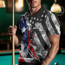 Load image into Gallery viewer, Personalized Smoke Texas Flag Billiard 8 Ball Pool Shirt For Men Custom Patriotic Billiard Appeal NYN2769
