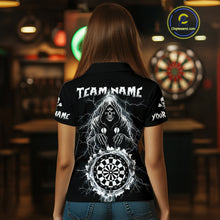 Load image into Gallery viewer, Lightning Thunder White &amp; Black Grim Reaper Custom Dart Polo Shirt Women Dart League Jerseys NYN2091