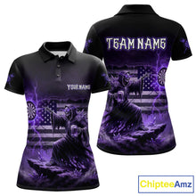 Load image into Gallery viewer, Custom Lightning Purple Grim Reaper Beer Funny Women Darts Polo Shirt US Flag Dart Jerseys NYN1837