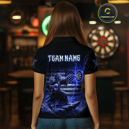Custom Lightning Blue Grim Reaper Beer Funny Women Darts Polo Shirt US Flag Dart Jerseys NYN1838