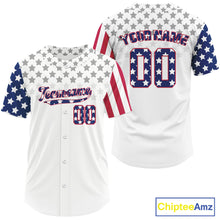 Load image into Gallery viewer, Custom Blue Red American Flag Baseball Shirt For Men Patriotic Baseball Jerseys NYN1575