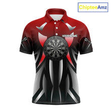 Load image into Gallery viewer, Red And Gradient Silver Darts Polo &amp; 1/4-Zip Shirt For Men Custom Name Dart Jersey For Darters NYN3003