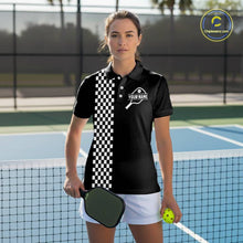 Load image into Gallery viewer, Custom Black-White Caro Pickleball Ball League Jerseys Women Pickleball Paddle Team Shirts NYN2145