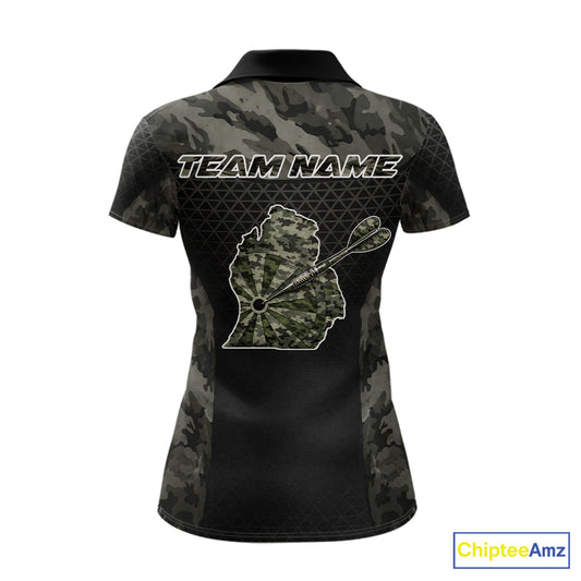 Personalized Black Dartboard Camouflage Darts Polo & 1/4-Zip Shirts For Women Dart Team Jerseys NYN2816