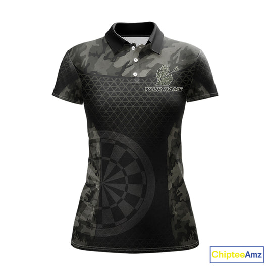 Personalized Black Dartboard Camouflage Darts Polo & 1/4-Zip Shirts For Women Dart Team Jerseys NYN2816