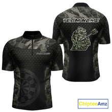 Load image into Gallery viewer, Personalized Black Dartboard Camouflage Darts Polo &amp; 1/4-Zip Shirts For Men Dart Team Jerseys NYN2816