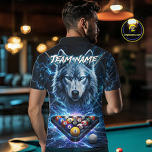 Load image into Gallery viewer, Custom Blue Horror Wolf Billiard Shirts For Men Thunder Lightning Billiard Team League Jerseys NYN3014
