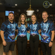 Load image into Gallery viewer, Custom Blue Horror Wolf Billiard Shirts For Men Thunder Lightning Billiard Team League Jerseys NYN3014