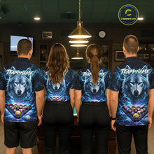 Load image into Gallery viewer, Custom Blue Horror Wolf Billiard Shirts For Men Thunder Lightning Billiard Team League Jerseys NYN3014