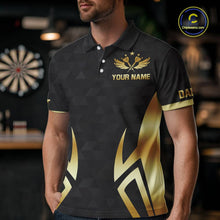 Load image into Gallery viewer, Black &amp; Gold Human Play Dartboard Men Dart Shirts Custom Darts 1/4-Zip Team Jersey NYN2449