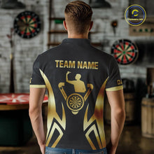 Load image into Gallery viewer, Black &amp; Gold Human Play Dartboard Men Dart Shirts Custom Darts 1/4-Zip Team Jersey NYN2449
