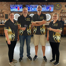 Load image into Gallery viewer, Black &amp; Gold Human Play Dartboard Men Dart Shirts Custom Darts 1/4-Zip Team Jersey NYN2449