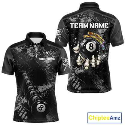 Aim Shoot Swear Repeat Holding 8 Ball Pool Men Billiard Team Shirt Custom Ball Billiards Apparel NYN2467