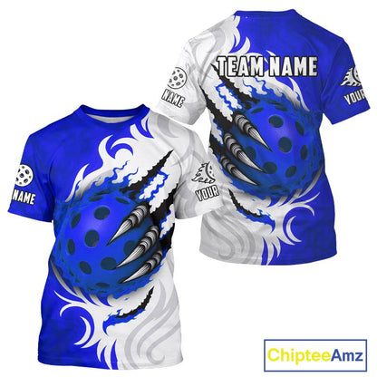 White & Blue Claw Scratches Pickleball Ball T-Shirt For Men Custom Pickleball Jerseys NYN2484
