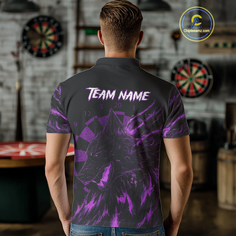 Custom Black-Purple Wolf Grunge Dart Jersey For Men Horror Grunge Dart Team Jerseys NYN1402