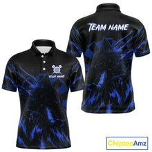 Load image into Gallery viewer, Custom Black-Blue Wolf Grunge Dart Jersey For Men Horror Grunge Dart Team Jerseys NYN1403