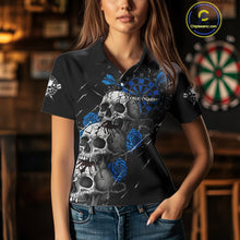 Load image into Gallery viewer, Custom Blue Roses Blood Dripping Skull Dartboard Women Darts Polo Shirt Dart Jerseys NYN1926