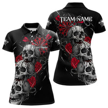 Load image into Gallery viewer, Custom Red Roses Blood Dripping Skull Dartboard Women Darts Polo Shirt  Dart Jerseys NYN1927