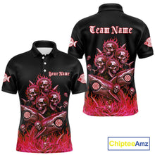 Load image into Gallery viewer, Custom Red Flames Shark And Skull 3D Men Darts Polo League Shirts Funny Dart Jerseys NYN2204