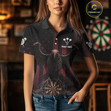 Load image into Gallery viewer, Red Gothic Eagle Skull Dartboard Custom Women Darts Quarter-Zip Shirt Grunge US Flag Dart Jerseys NYN1943