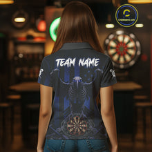Load image into Gallery viewer, Blue Gothic Eagle Skull Dartboard Custom Women Darts Quarter-Zip Shirt Grunge US Flag Dart Jerseys NYN1944