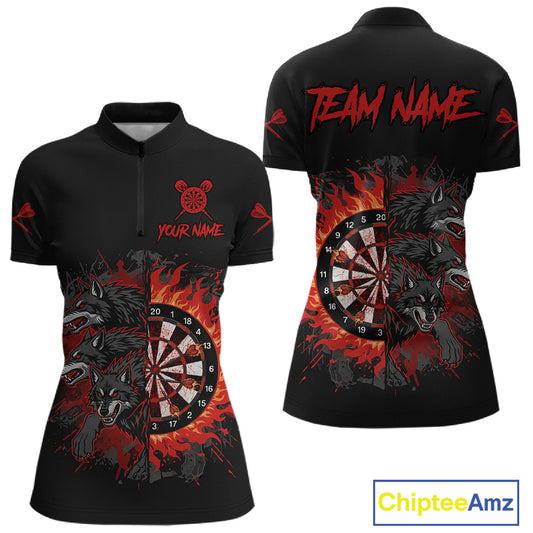 Turquoise Funny Muscle Bull Dartboard Custom Funny Darts Quarter-Zip Shirt For Women Dart Jerseys NYN1955