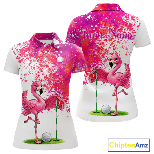 Funny Women Golf Polo Shirt Custom Winner Flamingo Pink Splatter Golf Clothing Shirts, Golf Gifts NYN2875