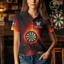Load image into Gallery viewer, Custom Flames Dartboard Skull Dart Women Polo Jerseys Gothic Raven Dart Team Shirt NYN1706