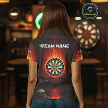 Load image into Gallery viewer, Custom Flames Dartboard Skull Dart Women Polo Jerseys Gothic Raven Dart Team Shirt NYN1706