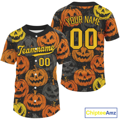 Custom Colorful Pumpkin Baseball Halloween Shirt For Men Hallow's Eve Baseball Jerseys NYN1466