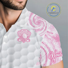 Load image into Gallery viewer, Mens Golf Polo Shirts Pink Tie Dye Pattern Custom White Golf Ball Golf Top Shirt For Ladies NYN2908