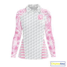 Load image into Gallery viewer, Womens Golf Polo Shirts Pink Tie Dye Pattern Custom White Golf Ball Golf Top Shirt For Ladies NYN2908