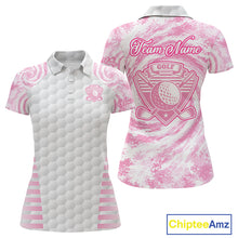 Load image into Gallery viewer, Womens Golf Polo Shirts Pink Tie Dye Pattern Custom White Golf Ball Golf Top Shirt For Ladies NYN2908