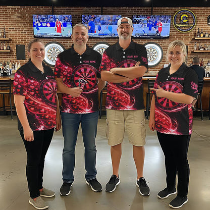Funny Pink Hearts Tornado Dartboard Women Darts Valentine Shirt Custom Dart Polo Couple Gifts NYN2536