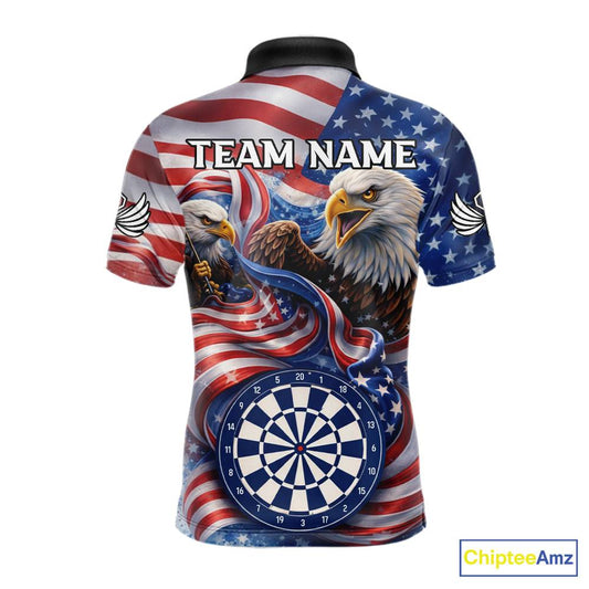 American Flag Eagle Freedom Dartboard Dart Polo Shirt Custom Patriotic Men Dart Team Jerseys NYN2541
