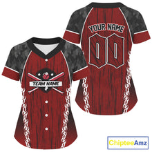 Load image into Gallery viewer, Custom Black Camoflage And Red Grunge Baseball Shirt For Women Baseball Uniform Jerseys NYN1509