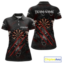 Load image into Gallery viewer, Red Blood Scratch Wolf Women Darts Polo Shirt Custom Name &amp; Team Skull Dart League Shirt NYN2054